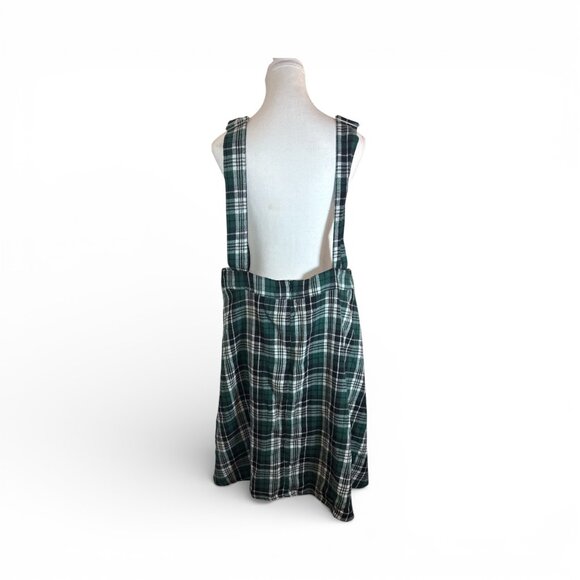 Green Plaid Flannel Jumper Dress 12 Preppy Academia Skater 90s Y2K Gossip Girl - Picture 3 of 10